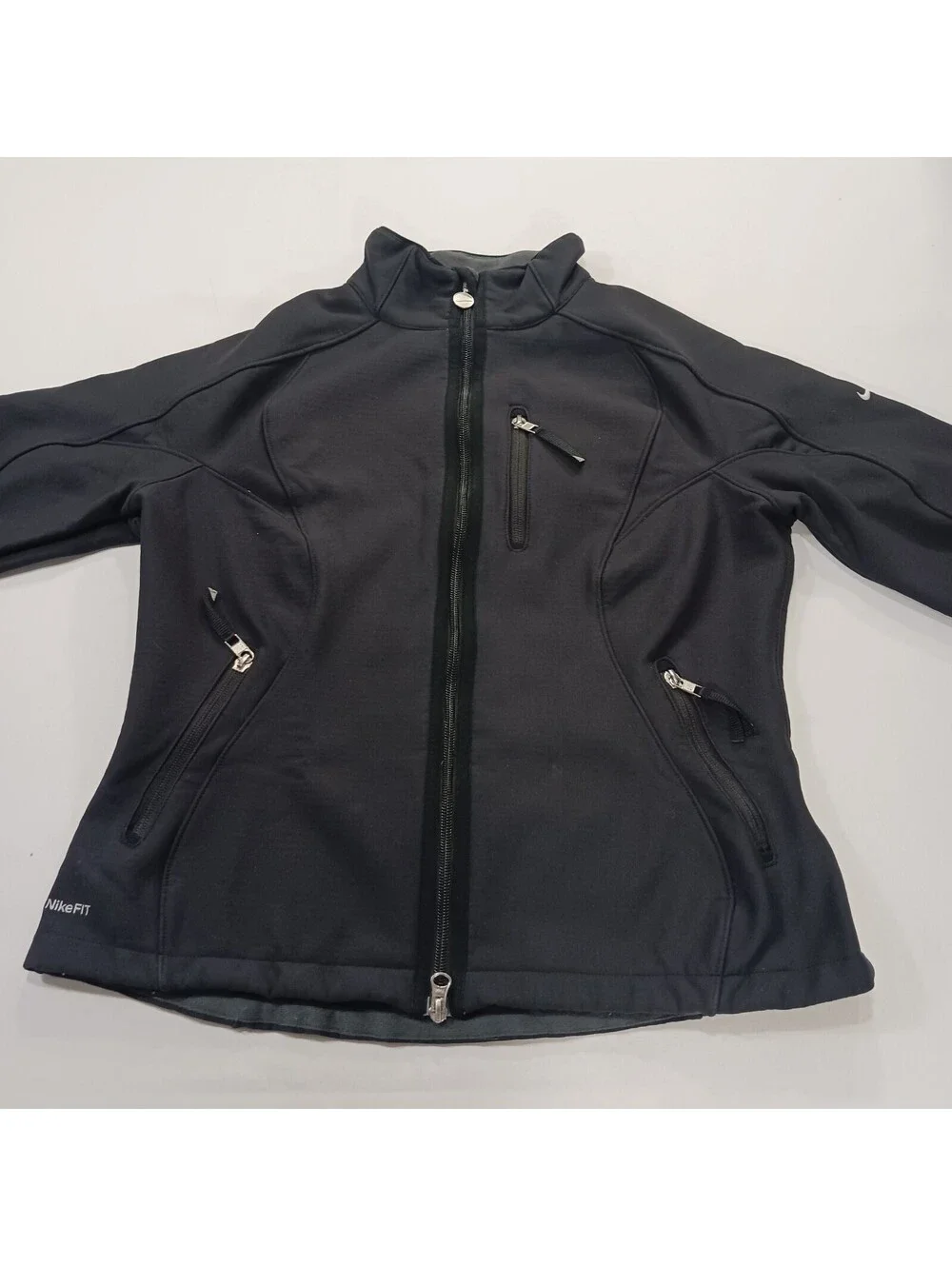 NIKE Fit Therma Softshell Full Zip Jacket Pockets Men's Black Size M (8-10)
